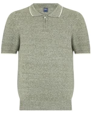 Fedeli Zip-Fastening Short-Sleeve Polo Shirt - Green