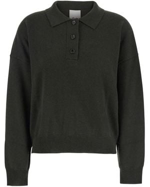 Allude ポインテッドカラーウールポロシャツ - ブラック