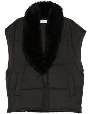 IRO Quilted Faux-Fur Collar Vest - Black