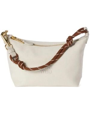 Miu Miu Mini-Tasche aus Gabardine - Natur