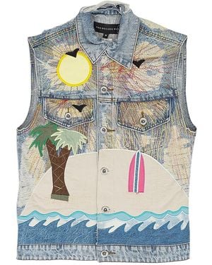 Who Decides War Appliqué-Detail Vest - Blue