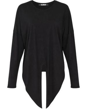 Club21 Collection Leni Asymmetric Long-Sleeve Top - Black