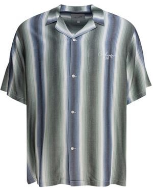 Carhartt Dashner Striped Embroidered-Logo Shirt - Blue