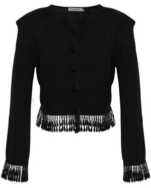 By Malene Birger Beaded-Fringe Cardigan - Black