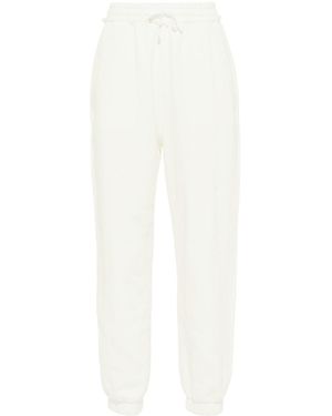 Miu Miu Logo-embroidered Cotton Track Trousers - White