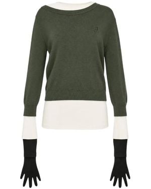 Pushbutton Pullover Im Layering-Look - Grün