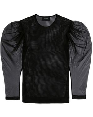 Simone Rocha Sheer Draped-Sleeve Top - Black