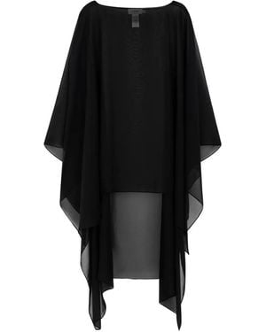 CAYET Farhana Sheer Handkerchief-Hem Cape - Black