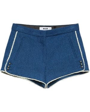 MSGM Striped-Edge Mini Shorts - Blue