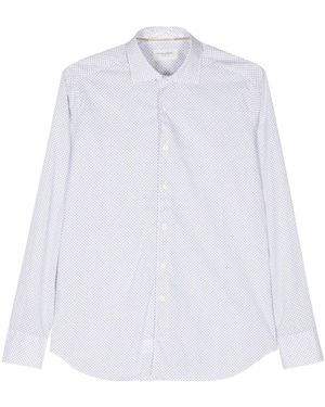 Tintoria Mattei 954 Camicia Con Stampa Geometrica - Bianco