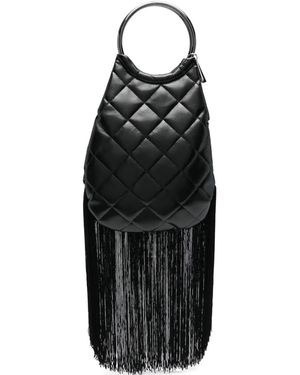 La Milanesa Quilted Fringed-Bottom Clutch - Black