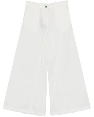 Pinko Canelli Embellished-Button Wide-Leg Trousers - White