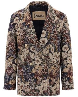 Herno Blazer À Fleurs En Jacquard - Gris