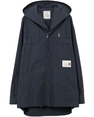 Maison Mihara Yasuhiro Hooded Checked Cotton Shirt - Blue