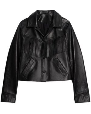 Ami Paris タッセル レザージャケット - ブラック