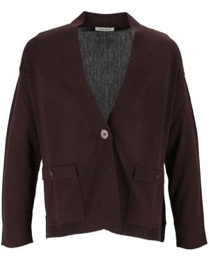 Kangra Colour-Block Buttoned Cardigan - Brown