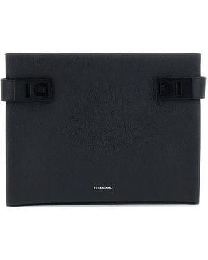 Ferragamo Logo-Print Clutch Bag - Black