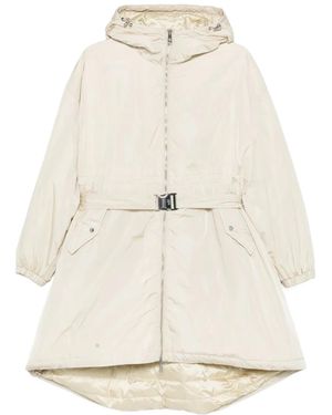 Add Hooded Belted Coat - White