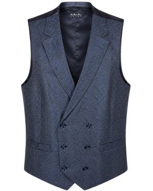 Luigi Bianchi Paisley-Jacquard Double-Breasted Waistcoat - Blue