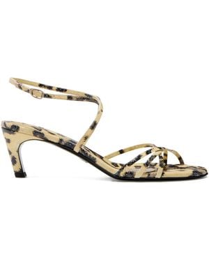 Proenza Schouler Uma Embossed-Python Sandals - Metallic