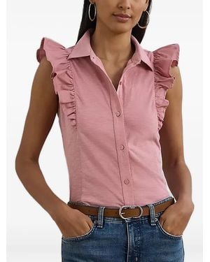 Ralph Lauren Ruffle-Trimmed Sleeveless Shirt - Pink