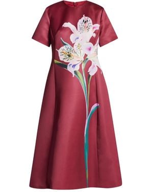 LEO LIN Caroline Floral-Print Short-Sleeve Dress - Red