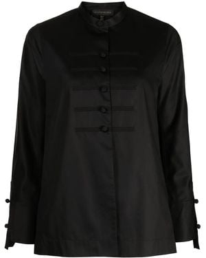 Shiatzy Chen Knotted-Button Poplin Shirt - Black