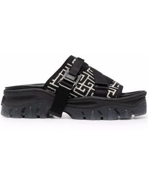 Balmain Sandali Slides Ulysse Con Monogramma - Nero