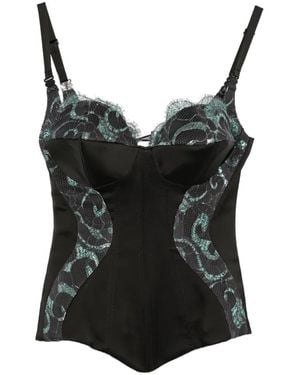 MITILIANE COUTURE Chantilly Lace-Insert Corset - Black