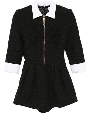 Elisabetta Franchi Herringbone Tweed Playsuit - Black