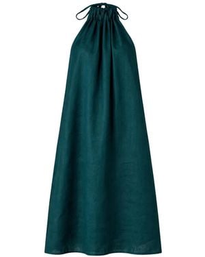 Liviana Conti Cora Halter-Neck Gathered Dress - Blue