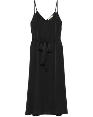 MOUTAKI Satin-Finish Belted Midi Dress - Black