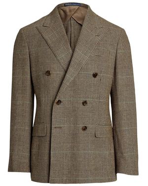 Polo Ralph Lauren Double-Breasted Checked-Pattern Blazer - Green