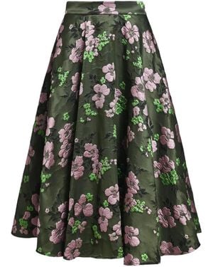 Essentiel Antwerp Kathyanne Floral-Jacquard Midi Skirt - Green
