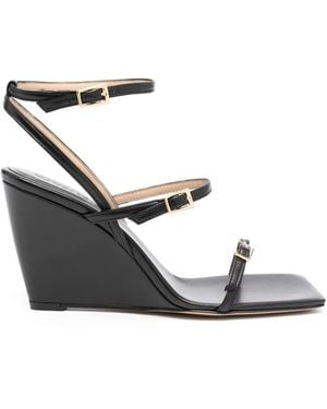 Wandler 95Mm Wedge Leather Sandals - Metallic
