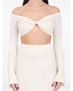Akep Off-Shoulder Knot-Detail Top - Natural