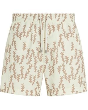 ZEGNA Leaf-Print Swim Shorts - Natural