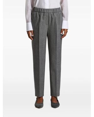 Peserico Elasticated-Waistband Pressed-Crease Pants - Gray
