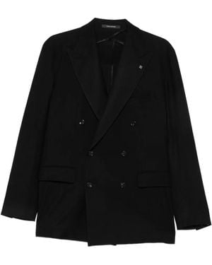 Tagliatore Double-Breasted Peak-Lapels Jacket - Black