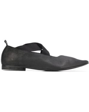 Uma Wang Crisscross Strap Pointed Toe Ballerinas - Black