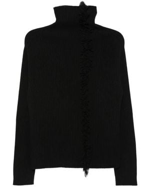 Uma Wang Fringed Ribbed-Knit Sweater - Black