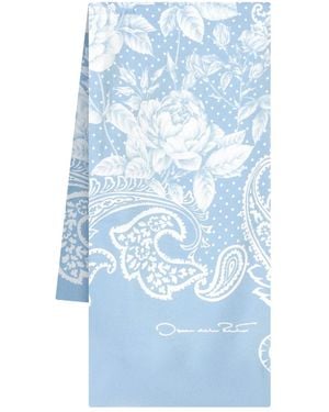 Oscar de la Renta ペイズリー シルクスカーフ - ブルー