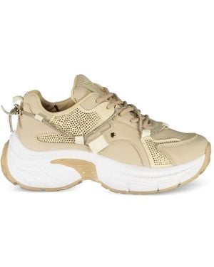 Laura Biagiotti Crystal-Embellished Chunky-Sole Sneakers - Natural