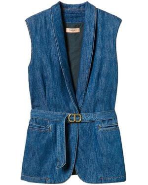 Twinset Belted Denim Waistcoat - Blue