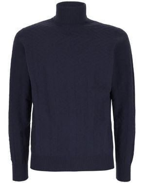 Panicale Chevron-Knit Roll-Neck Jumper - Blue