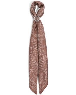 Bimba Y Lola Floral-Print Heart-Ring Scarf - Brown