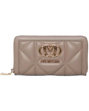 Love Moschino Quilted Logo-Plaque Wallet - Gray