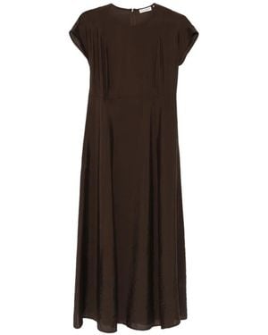Marc O' Polo Satin-Finish Cap-Sleeve Dress - Brown