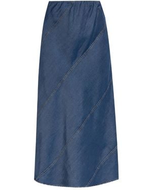 Munthe Seam-Detailing Denim Skirt - Blue