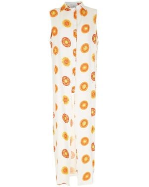 Amir Slama Print Sol Long Beach Dress - Metallic